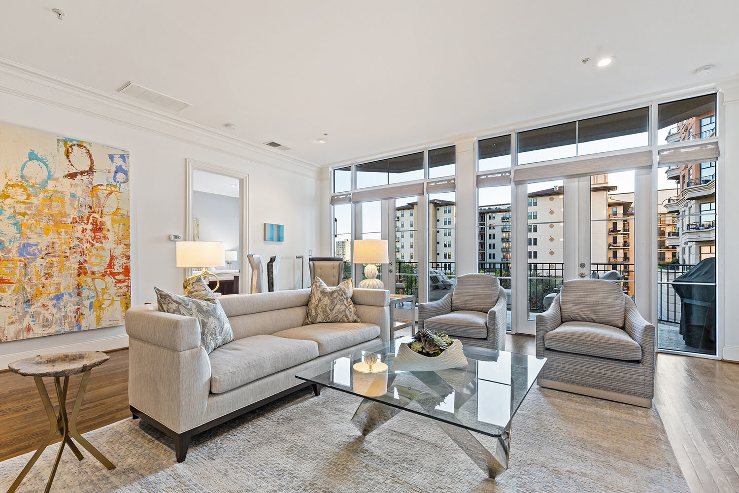 Gorgeous fourth floor corner unit of the coveted Plaza I at Turtle Creek is everything you want when living in Uptown.